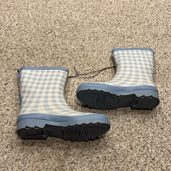 Western Chief Grunge Gingham Mid Rain boots Cornflower Blue White Checkered Sz 9 - Picture 3 of 7